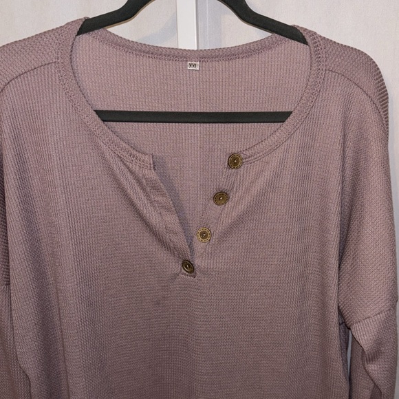 Mauve Thermal Look Long Sleeve Pullover XXL - Picture 2 of 9